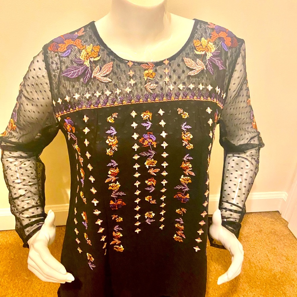 Style and Company embroidered blouse.